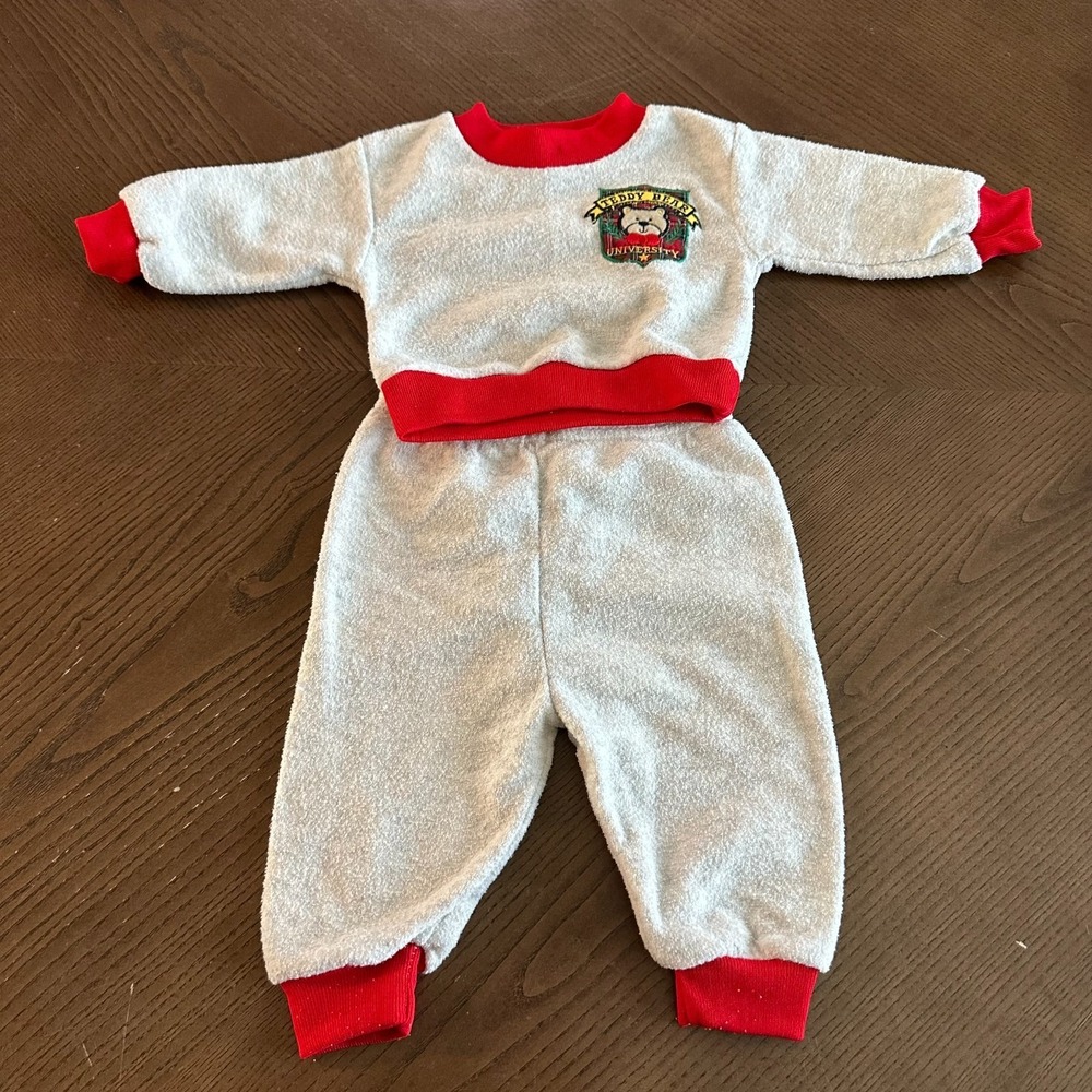 Vintage Baby Key Elements Teddy Bear‎ University Size 3/6 mo Sweatsuit Outfit